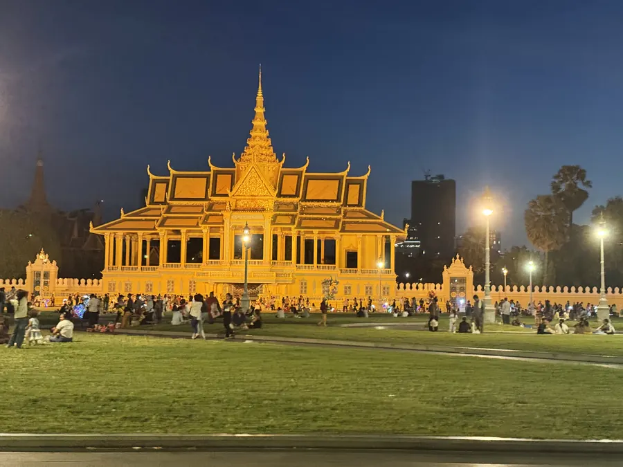 The Royal Palace at night, Phnom Penh; Dylan went inside during the day